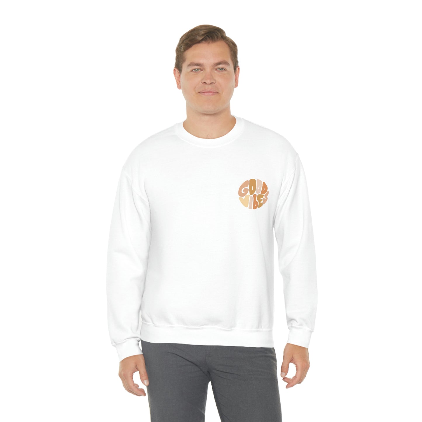 Neutral GOOD VIBES all around- Unisex Heavy Blend™ Crewneck Sweatshirt